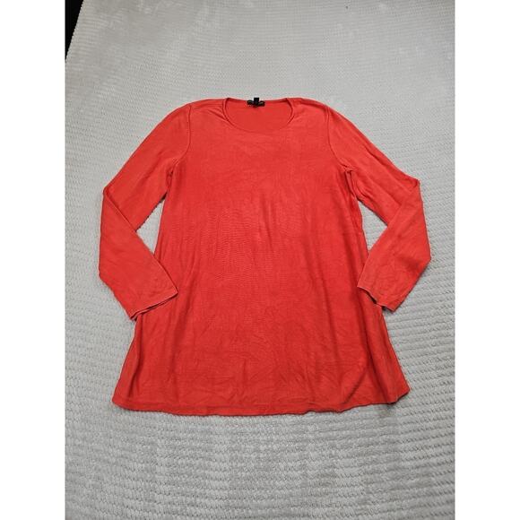 Eileen Fisher Sweater Womens Small Coral Orange Oversized Crew Neck - Picture 1 of 8
